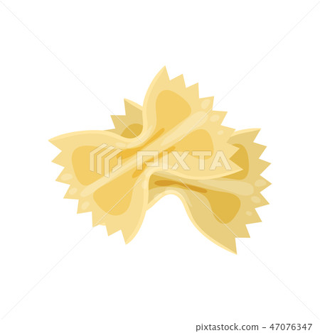 Pasta farfalle. Italian macaroni in shape of bow. Organic food. Cooking theme. Detailed flat vector Pasta farfalle. Italian macaroni in shape of bow. Organic food. Cooking theme. Detailed flat vector 47076347
