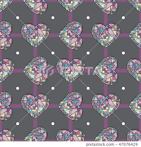 Hearts hand drawn vector seamless pattern. Valentines day background. Love texture for surface 47076429