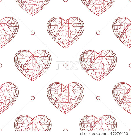Hearts hand drawn vector seamless pattern. Valentines day background. Love texture for surface 47076430