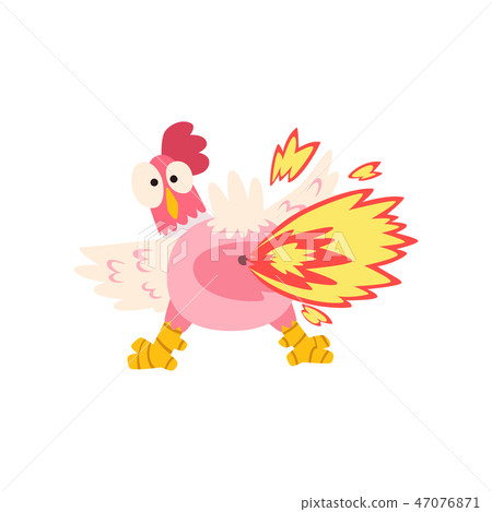 Hot spicy chicken farting fire, creative logo design element vector Illustration 47076871