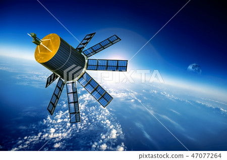 Space satellite over the planet earth 47077264