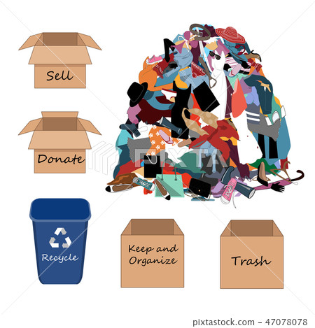 Vector Illustration with a Big Messy Pile of Useless, Old, Cheap, and Oumoded Cothes. Nothing to Vector Illustration with a Big Messy Pile of Useless, Old, Cheap, and Oumoded Cothes. Nothing to 47078078