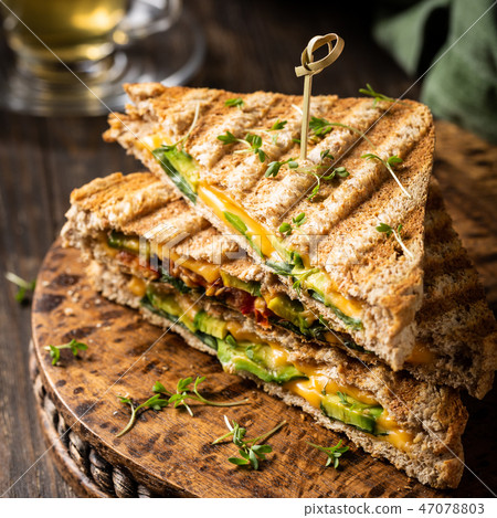 Healthy avocado toasts for lunch 47078803