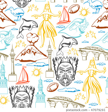 New Zealand seamless pattern. New Zealand seamless pattern. 47079281