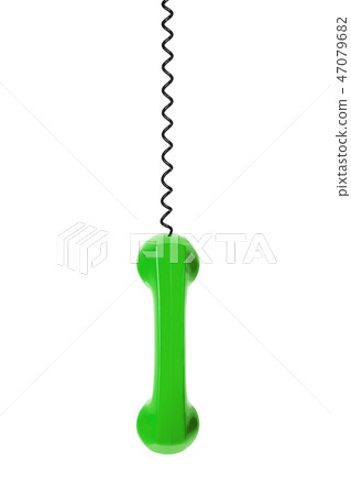 Green phone and cable 47079682