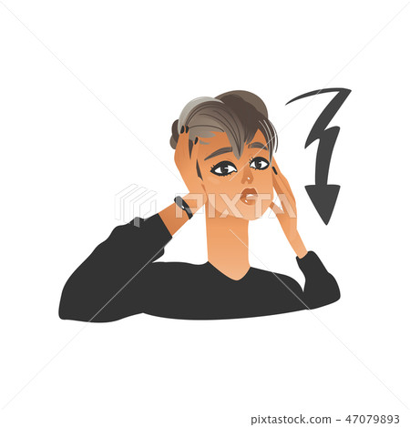 Vector beautiful girl with negative face emotion Vector beautiful girl with negative face emotion 47079893