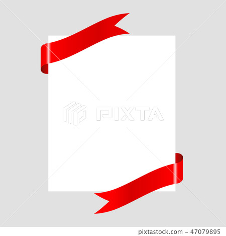 Stylish red ribbon on white paper background Stylish red ribbon on white paper background 47079895