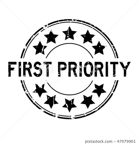 Grunge black first priority round rubber stamp Grunge black first priority round rubber stamp 47079901