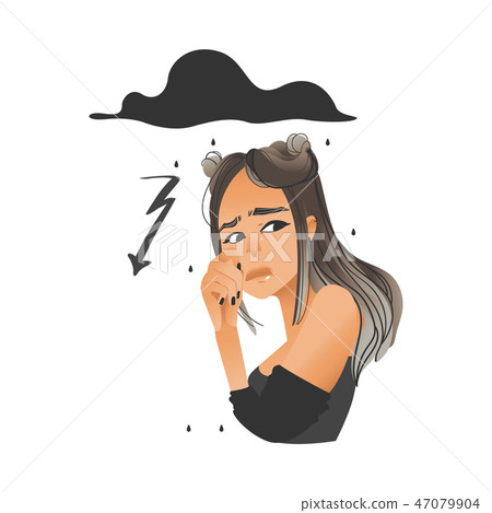 Vector beautiful girl with negative face emotion 47079904