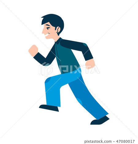 Vector man walking or running in denim jeans Vector man walking or running in denim jeans 47080017