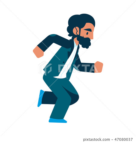 Vector running business man character in suit Vector running business man character in suit 47080037