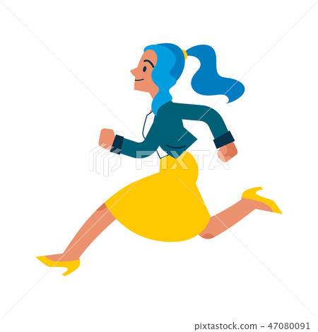 Vector running business woman character in suit 47080091