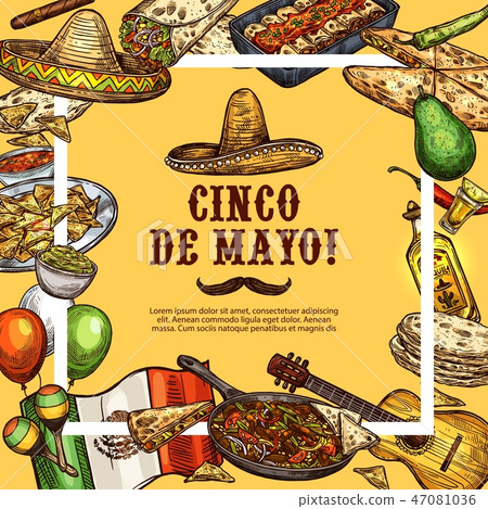 Cinco de Mayo Mexican sombrero and fiesta food Cinco de Mayo Mexican sombrero and fiesta food 47081036