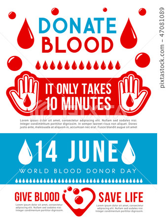 Blood donation medical poster with heart and drop Blood donation medical poster with heart and drop 47081089