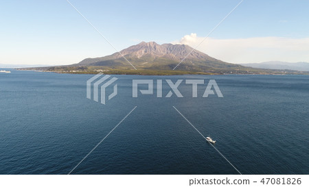 Aerial view of Sabae Bay and Sakurajima Aerial view of Sabae Bay and Sakurajima 47081826