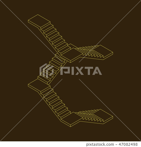 Staircase with platforms. Vector outline Staircase with platforms. Vector outline 47082498