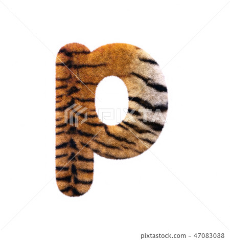 Tiger letter P - Lowercase 3d Feline fur font 47083088