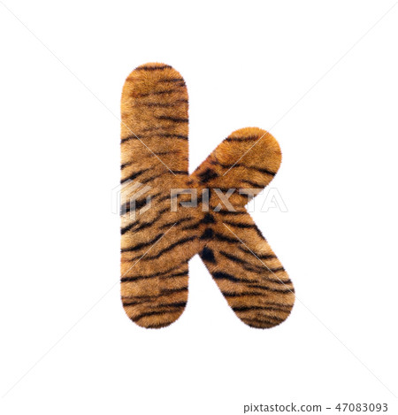 Tiger letter K - Small 3d Feline fur font 47083093