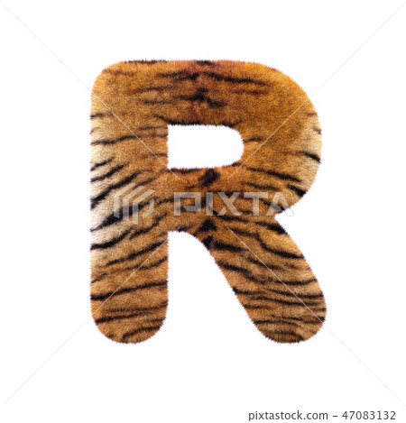 Tiger letter R - Uppercase 3d Feline fur font Tiger letter R - Uppercase 3d Feline fur font 47083132