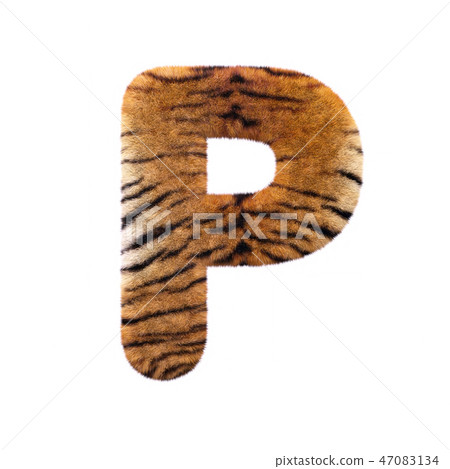 Tiger letter P - Upper-case 3d Feline fur font 47083134