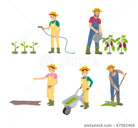 Farming Man with Can Icons Set Vector Illustration Farming Man with Can Icons Set Vector Illustration 47083408