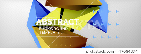 Triangles polygonal background, vector 3d poly template 47084374