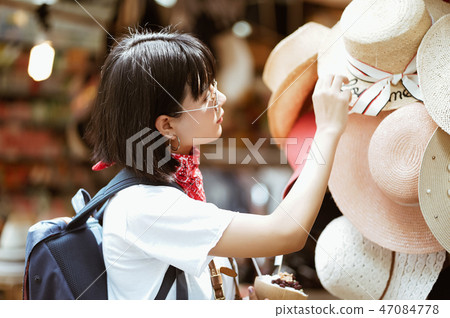 Urban city lifestyle hipster asian woman summer 47084778