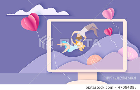 Valentines day card with couple in love 47084885