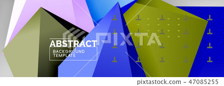 Bright colorful triangular poly 3d composition, abstract geometric background, minimal design 47085255