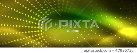 Yellow neon abstract background with dotted circles 47086733