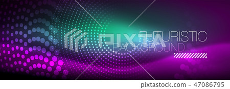 Glowing neon circle line dots, round line design, abstract style on black background. Neon abstract Glowing neon circle line dots, round line design, abstract style on black background. Neon abstract 47086795
