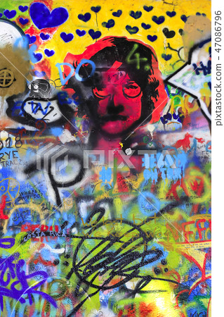 Famous John Lennon's wall with graffiti in Prague Famous John Lennon's wall with graffiti in Prague 47086796
