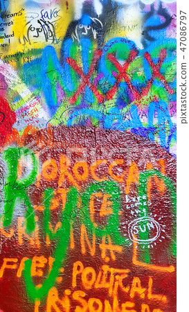 John Lennon's wall with graffiti in Prague 47086797