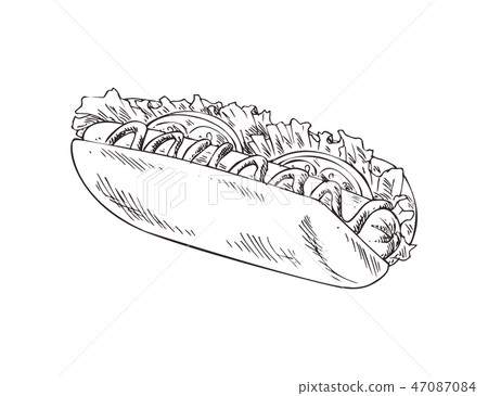 Graphic Art of American Hot-Dog Vector Banner Graphic Art of American Hot-Dog Vector Banner 47087084