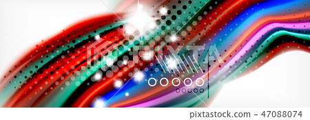 Abstract wave lines liquid fluid rainbow style color stripes background. Artistic illustration for 47088074
