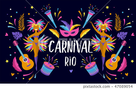 Brazilian Carnival, music festival, masquerade flyer template, vector design Brazilian Carnival, music festival, masquerade flyer template, vector design 47089054