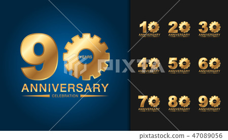 Set of anniversary logotype. 47089056