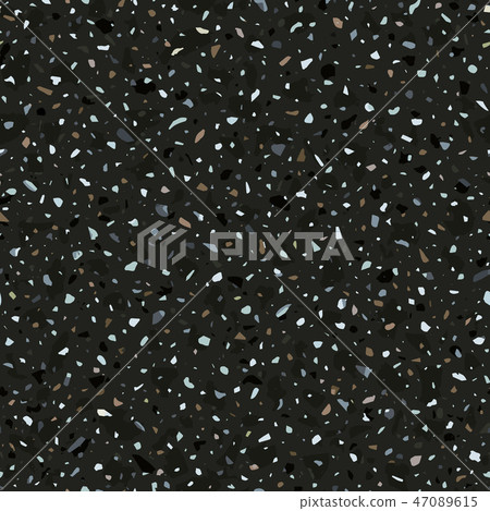 Terrazzo flooring vector seamless pattern in dark colors 47089615