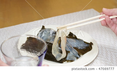 Supper with simmered seaweed 47089777