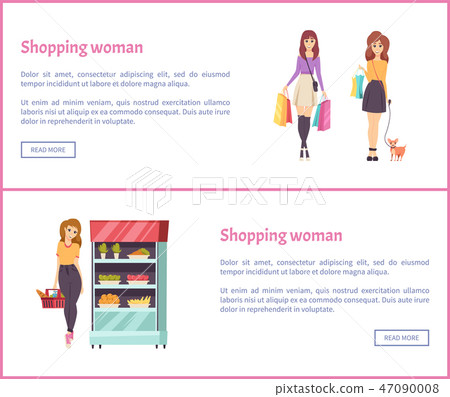 Shopping Woman Making Purchases with Friend Vector Shopping Woman Making Purchases with Friend Vector 47090008