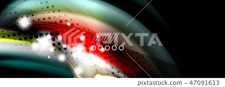 Rainbow color fluid wave lines flow poster. Wave Liquid shapes design 47091613