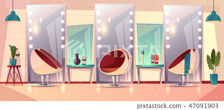 Vector female hairdressing barbershop, beauty salon interior 47091903