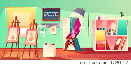 Vector art studio interior. Creative workshop room Vector art studio interior. Creative workshop room 47091922