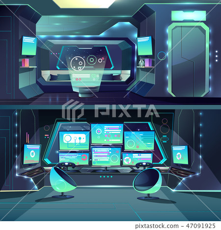 Vector futuristic spaceship datacenter, interfaces and servers. Vector futuristic spaceship datacenter, interfaces and servers. 47091925