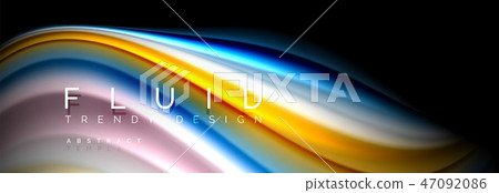 Bright colorful liquid fluid lines on black, modern abstract background Bright colorful liquid fluid lines on black, modern abstract background 47092086