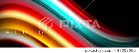 Abstract liquid colorful banner. Trendy wavy dynamic design. Fluid color shapes. 47092090