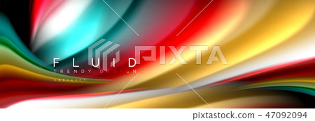 Abstract liquid colorful banner. Trendy wavy dynamic design. Fluid color shapes. Abstract liquid colorful banner. Trendy wavy dynamic design. Fluid color shapes. 47092094