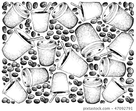 Disposable Coffee Cups with Roasted Beans 47092791