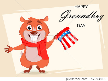 Happy Groundhog day. Funny marmot Happy Groundhog day. Funny marmot 47093418