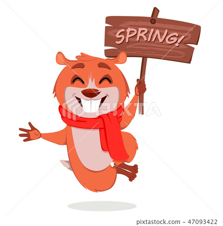 Happy Groundhog day. Funny marmot Happy Groundhog day. Funny marmot 47093422
